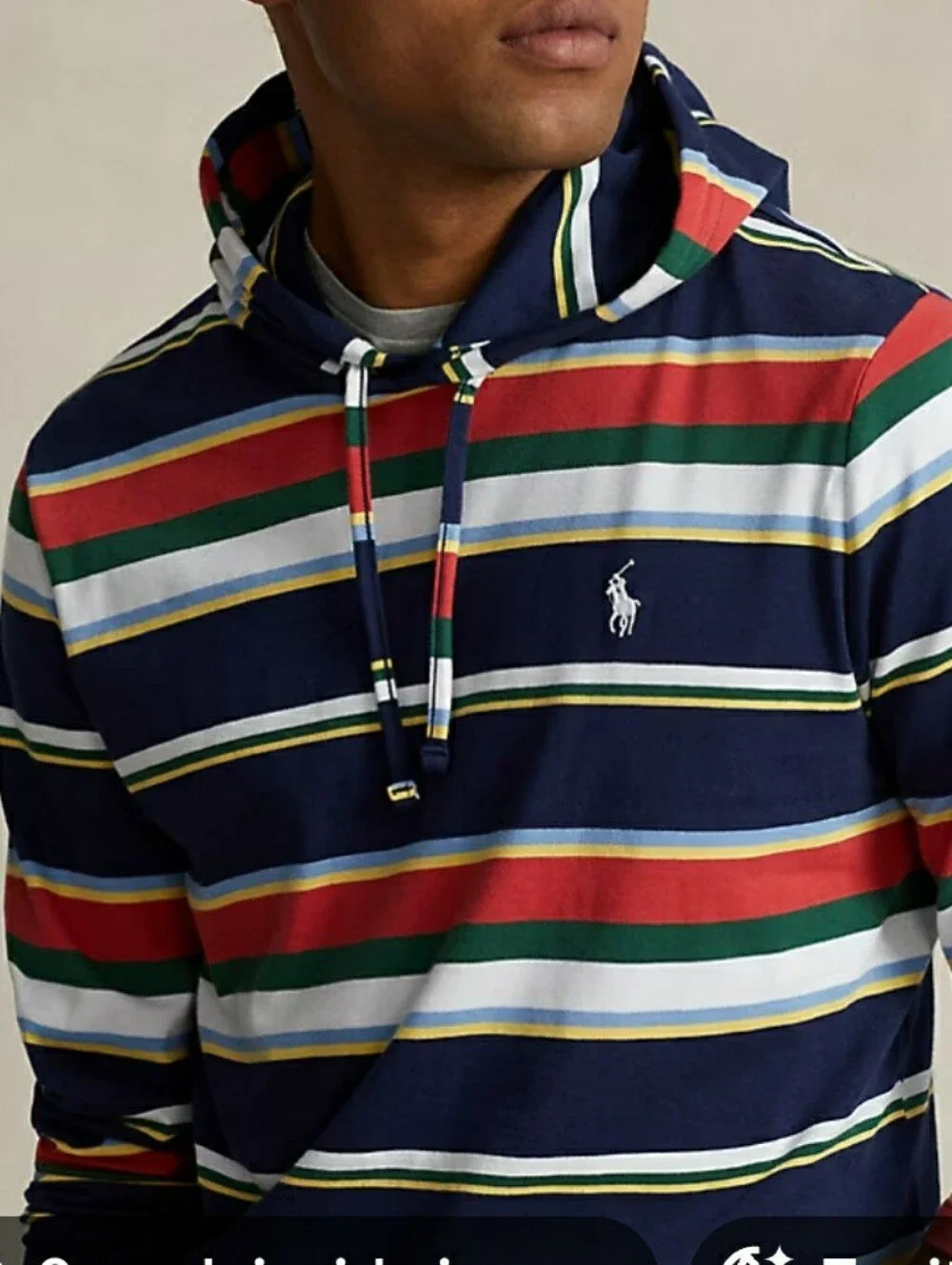 Polo Ralph Lauren Striped Rugby Hooded Shirt Preppy Long Sleeve Colorful